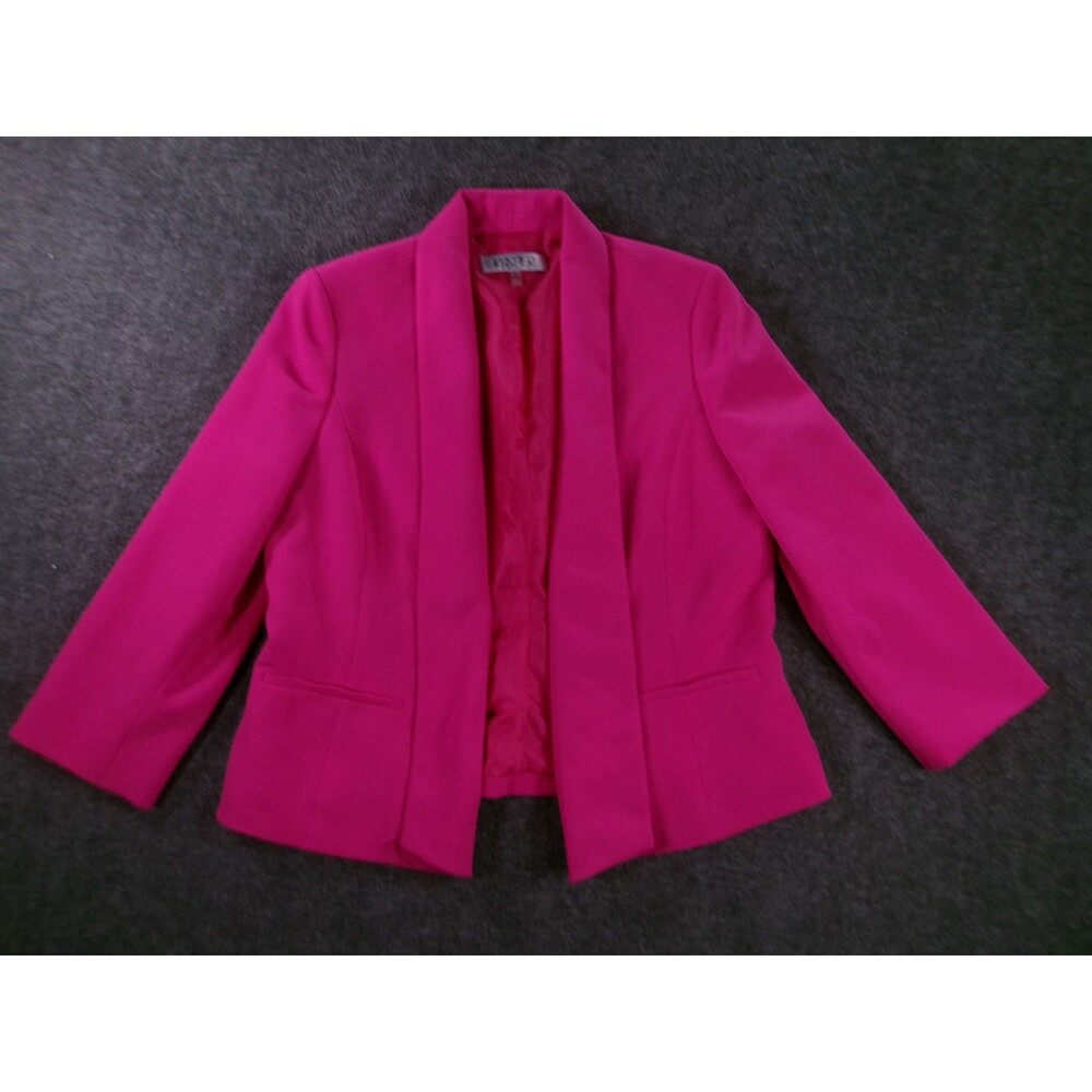 Kasper Blazer Womens 6 Open Front Shawl Collar Tailored Lined Hot Pink Preppy